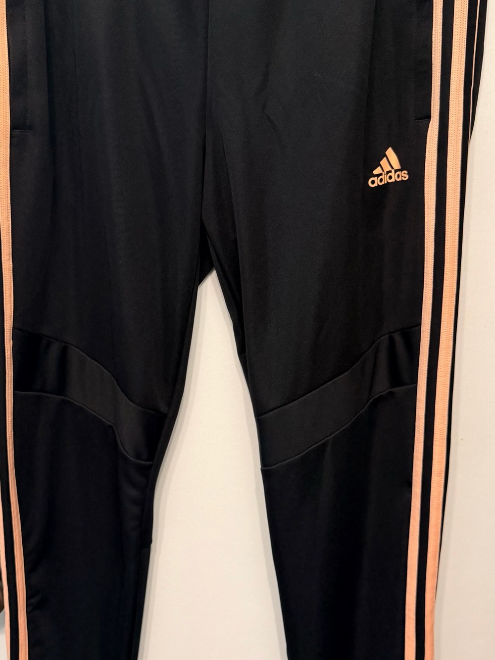 adidas Black Joggers with Peach Side Stripes